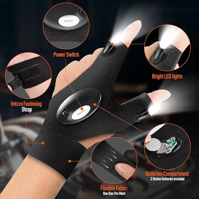 LED Flashlight Waterproof Gloves